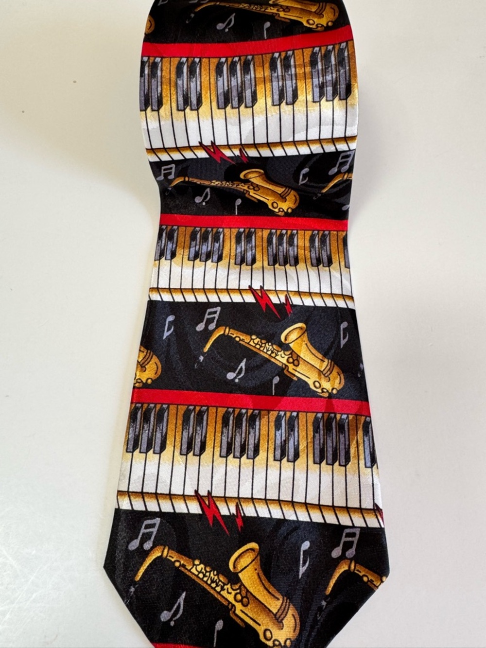 Fratello Men’s Jazz Band Tie. Saxophone. Piano. Polyester. 60”